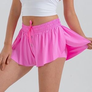 Blaosn 2-in-1 Pink Butterfly Athletic Shorts sz: XS